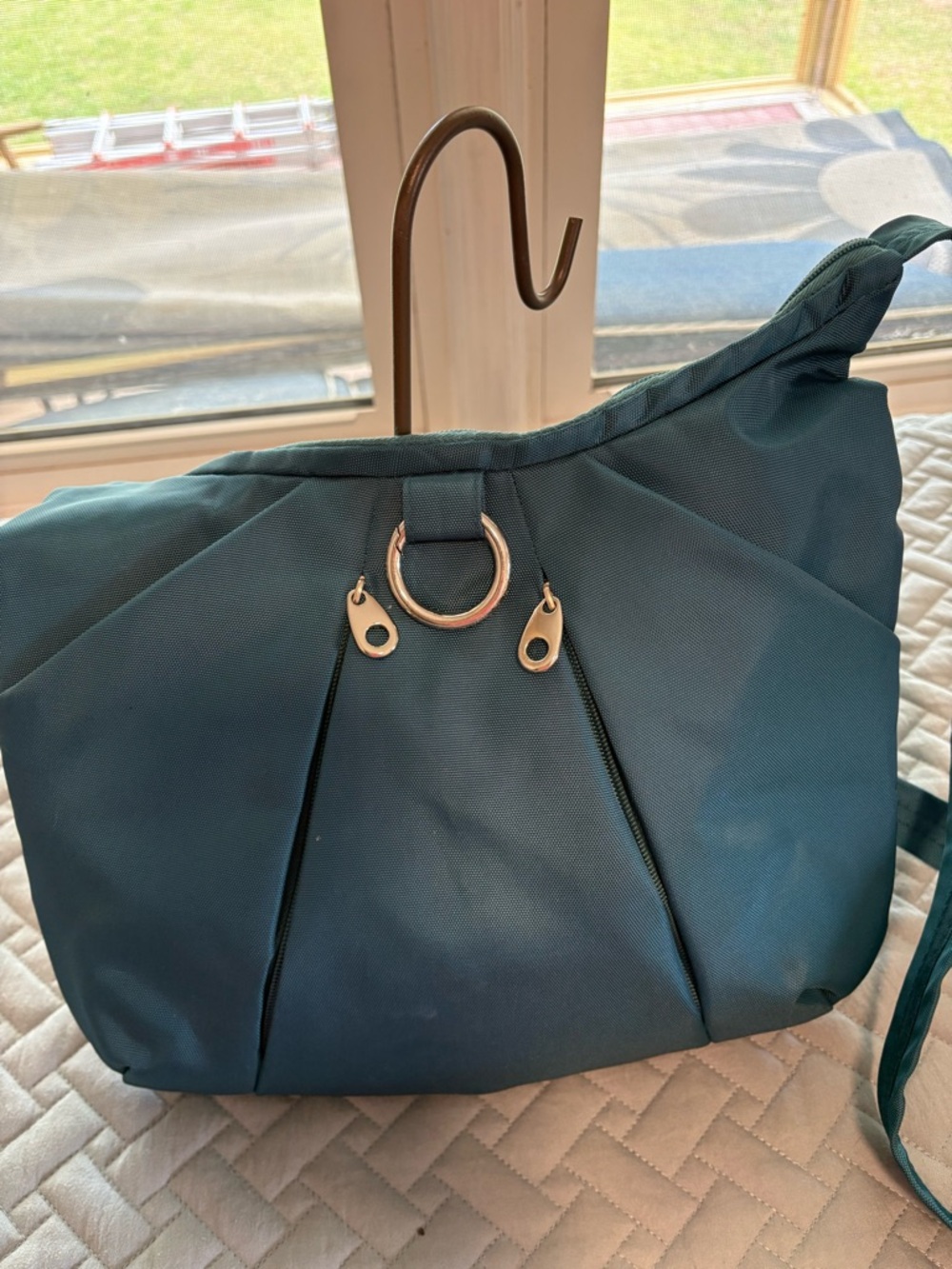 Travelon Teal Crossbody Bag with Gold Hardware